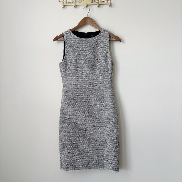 Theory Betty 2R Comprised Tweed Boucle Sheath Dress Sz 0 Blue - Picture 11 of 11